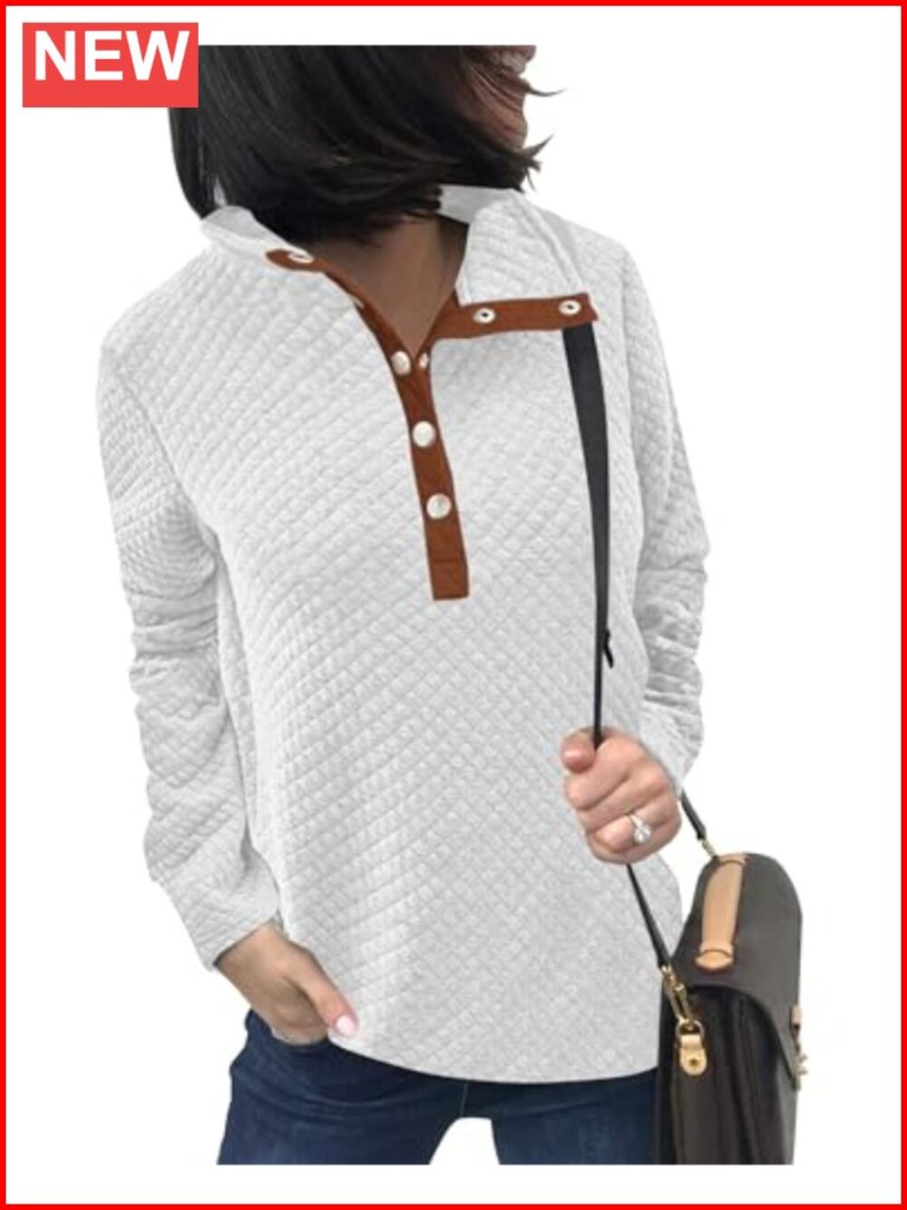 Quarter Zip Sweatshirt Quilted Pullover Relaxed Fit Kangaroo Pocket